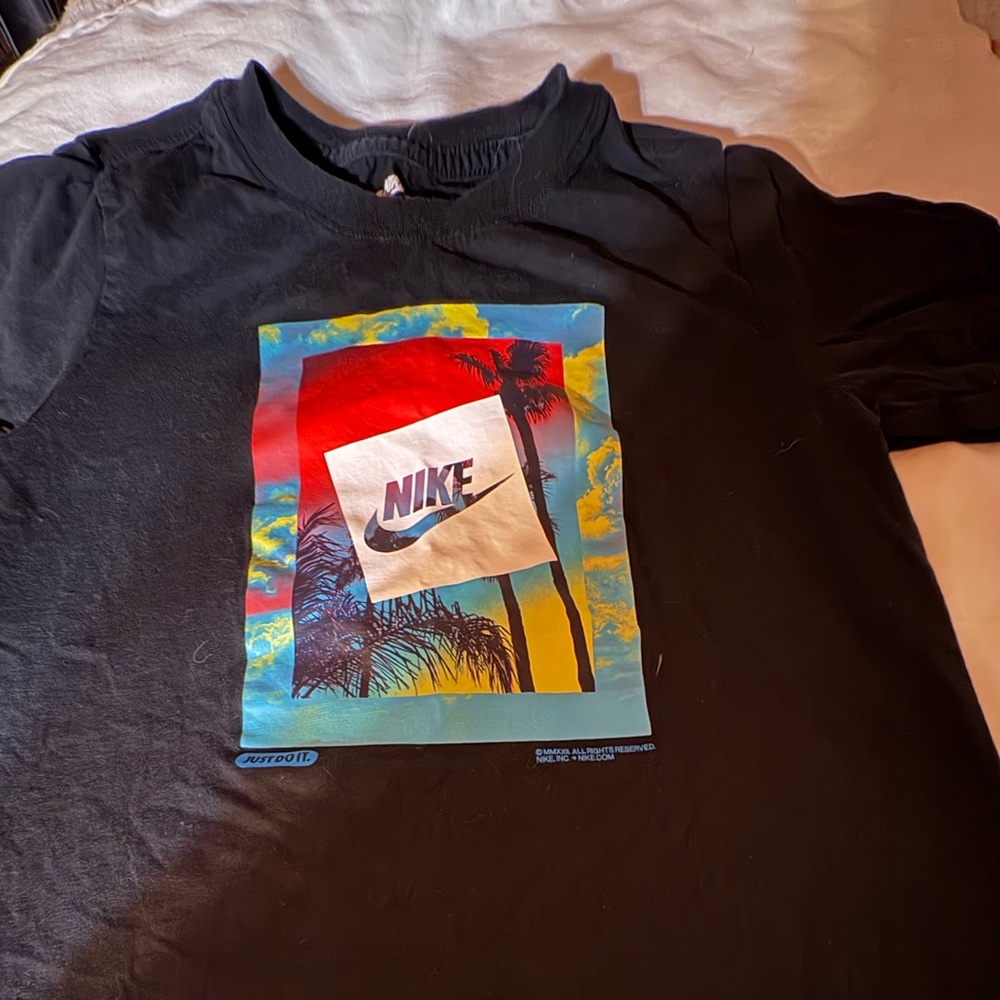 Nike Black Tee with Tropical Graphic